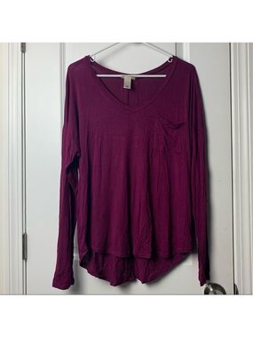 Belle du jour long sleeved maroon blouse with lace